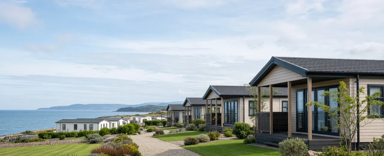 Static caravans and lodges in a UK holiday park setting